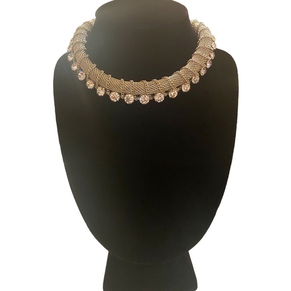 Graziano CN Silver Colored Rhinestone & Chain Necklace - Picture 2 of 5